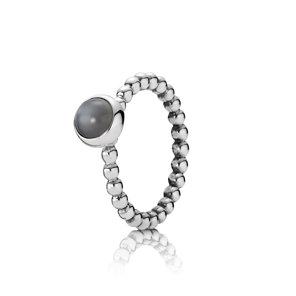 Silver ring, grey moonstone