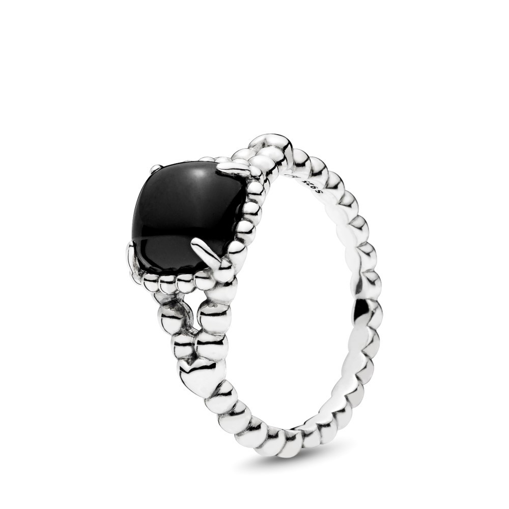 טבעת מכסף סטרלינג בשיבוץ קריסטל שחור