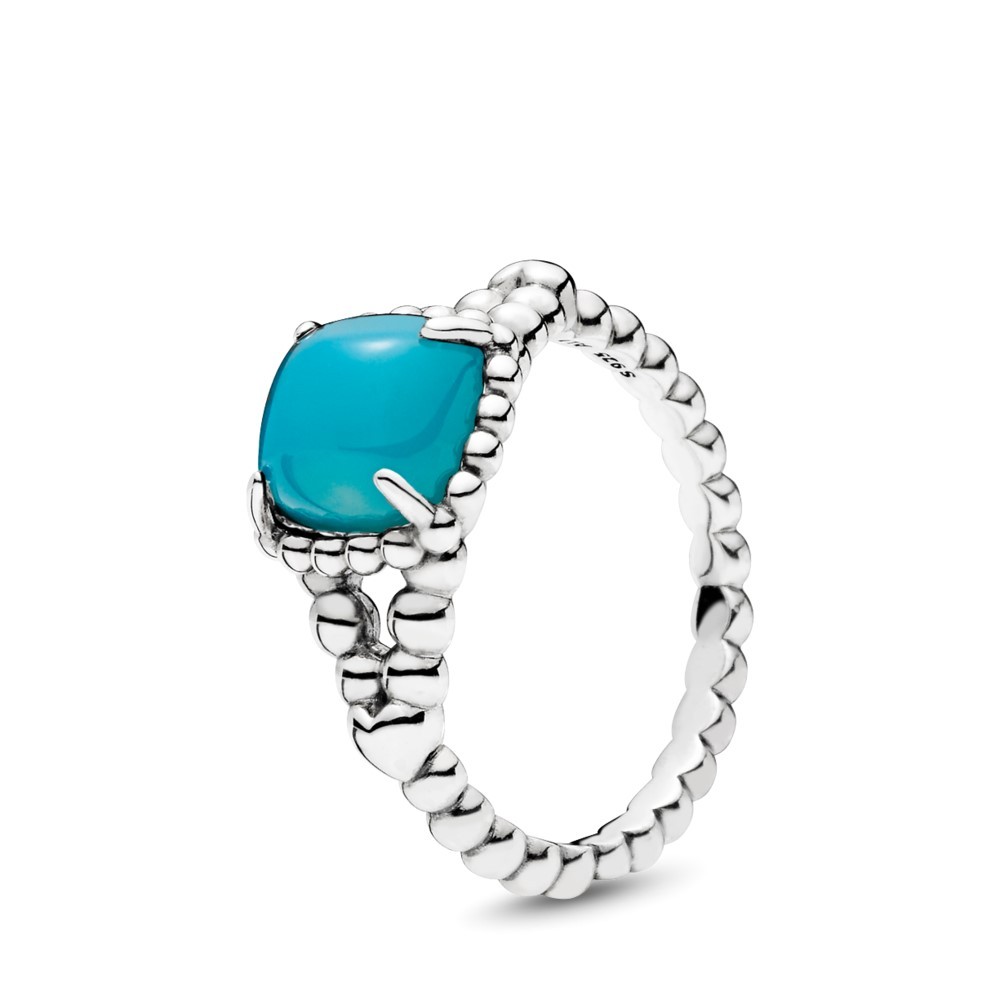 טבעת מכסף סטרלינג בשיבוץ קריסטל כחול סקובה