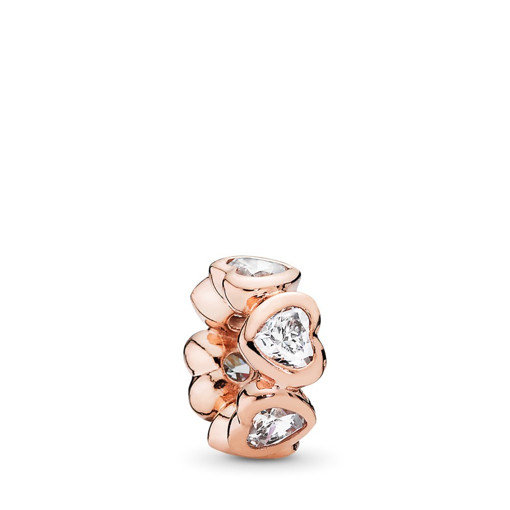 Heart PANDORA Rose spacer with cubic zirconia