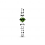 טבעת כסף מחרוזת לב ירוק אביבי