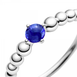 טבעת כסף מחרוזת לב כחול ים