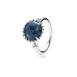טבעת שעת חצות כסף סטרלינג בשיבוץ קריסטל כחול רויאל