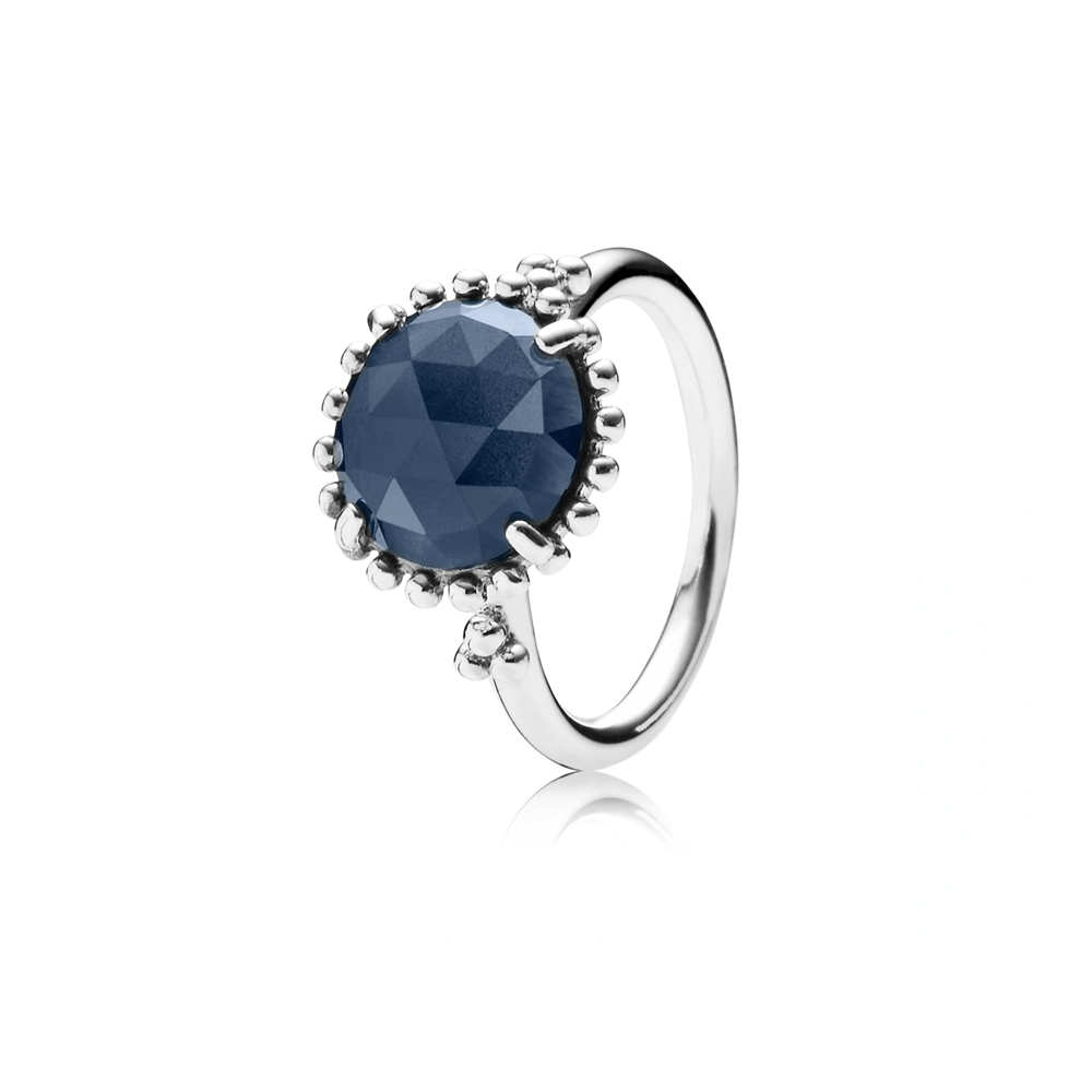 טבעת שעת חצות כסף סטרלינג בשיבוץ קריסטל כחול רויאל