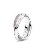 Silver ring with pink cubic zirconia