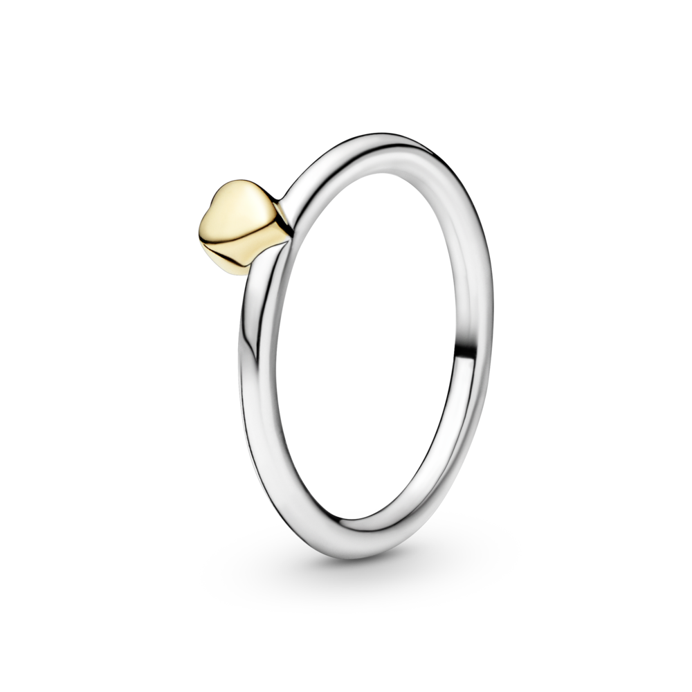 Silver ring with 14k heart