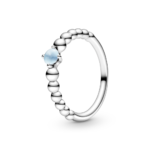 טבעת כסף מחרוזת לב כחול שמיים