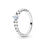 טבעת כסף מחרוזת לב כחול שמיים